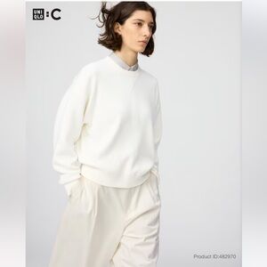 UNIQLO : C Smooth Cotton Crew Neck Sweater Women's OFF WHITE M 481673